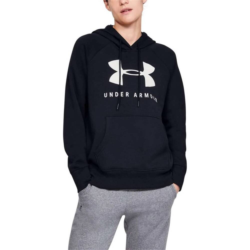 NEW UNDER ARMOUR rival fleece sportstyle graphic hoodie in black